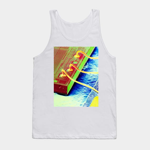 False-colour SEM of an integrated circuit. (T370/0573) Tank Top by SciencePhoto